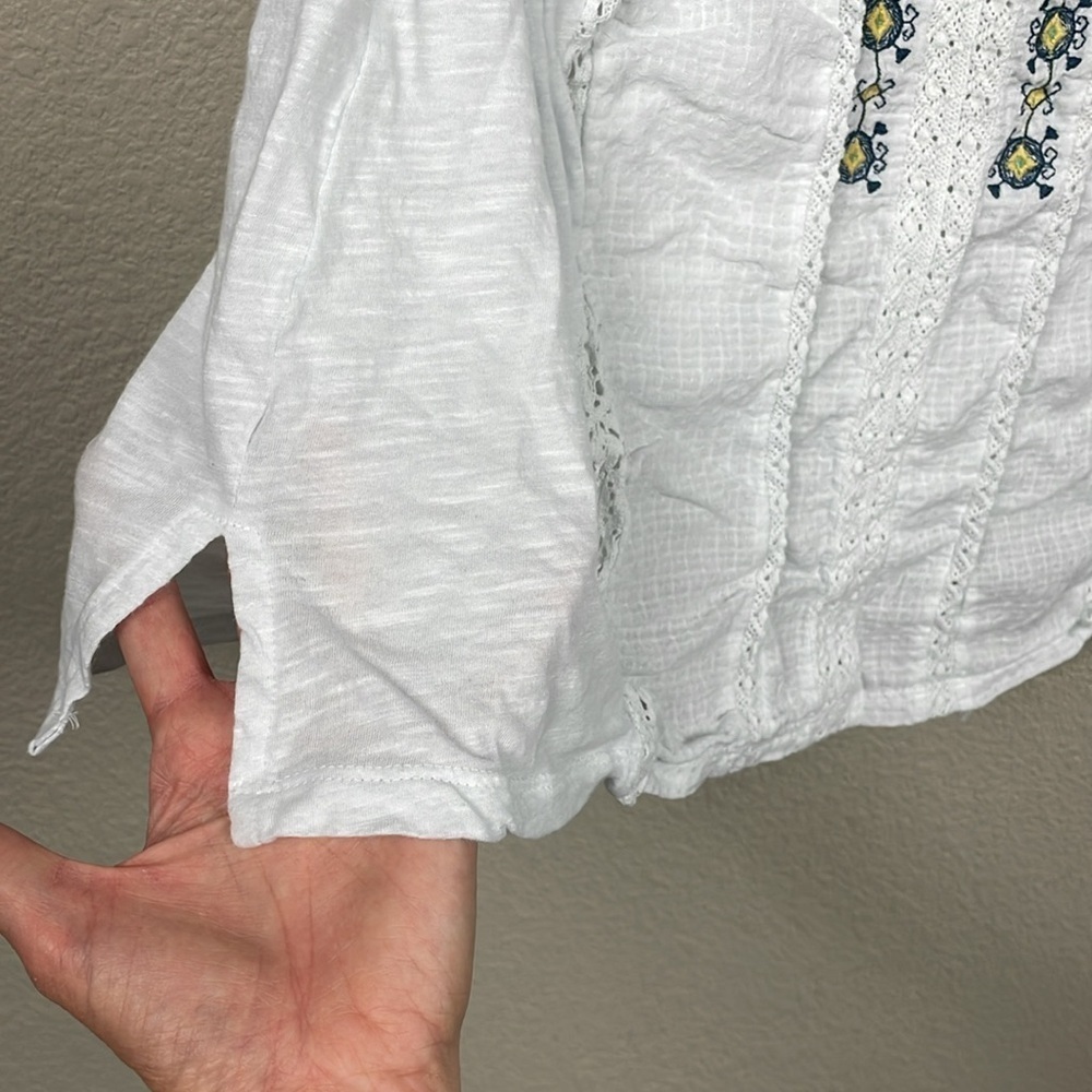 Lucky Brand Lace Eyelet Detail Top Sleeveless White Embroidered Sz XL - Picture 4 of 13